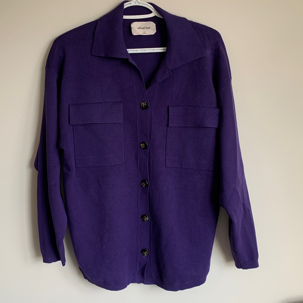 Wilfred Free Purple Button-Up Cardigan